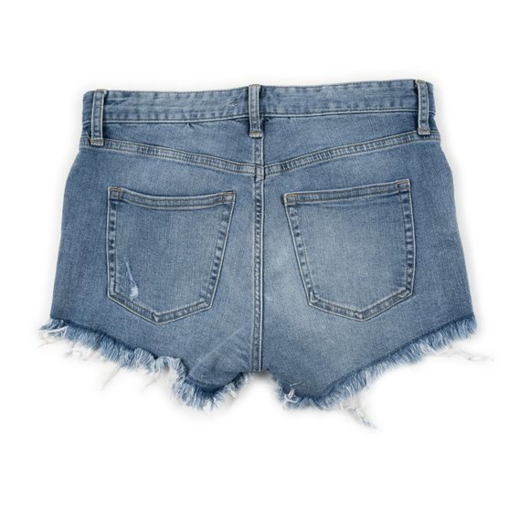 H&M high rise denim cutoff jean shorts size 6 - Picture 3 of 7